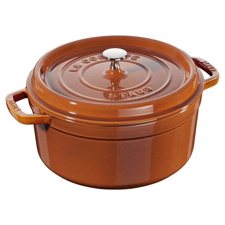 5.5-Quart Cast Iron Round Cocotte Dutch Oven - Burnt Orange