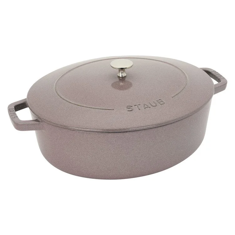 6.25-Quart Cast Iron Shallow Oval Dutch Oven - Lilac