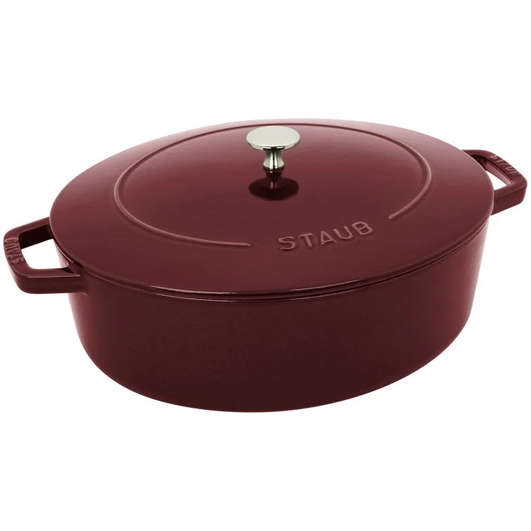 6.25-Quart Cast Iron Shallow Oval Dutch Oven - Grenadine