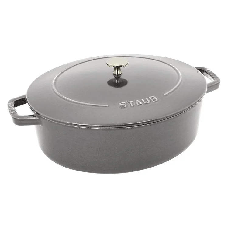 6.25-Quart Cast Iron Shallow Oval Dutch Oven - Graphite