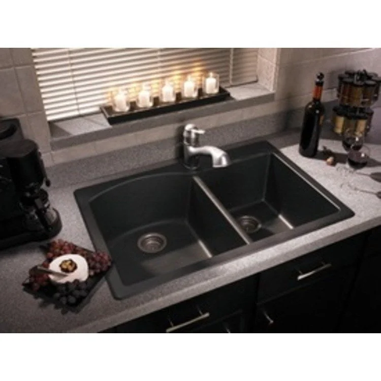 Kitchen Sink 33 x 22 Inch 2 Bowl 1 Hole Granito Drop in