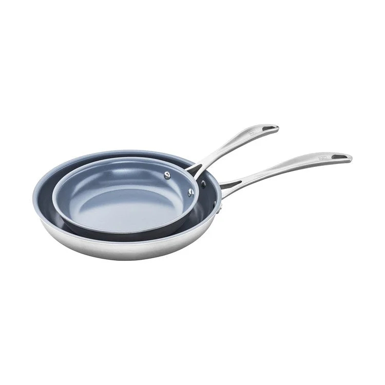 Spirit 3-Ply Two-Piece Stainless Steel and Ceramic Nonstick Fry Pan Set