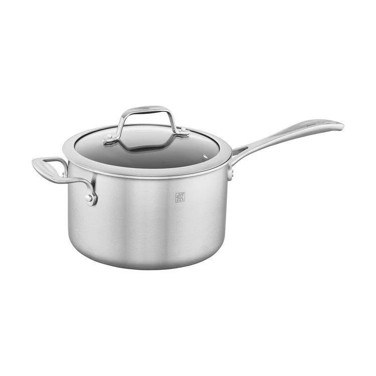 Spirit 3-Ply 4-Quart Stainless Steel and Ceramic Nonstick Saucepan